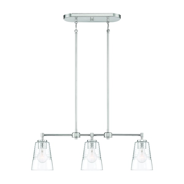 Designers Fountain Ingo 60 Watt 3 Light Polished Nickel Pendant with Clear Ribbed Glass Shade D230M-IS-PN - main